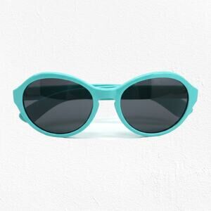 1960s Vintage Aqua Blue Mod Sunglasses Riveted Round Frame Retro Mod Eyewear